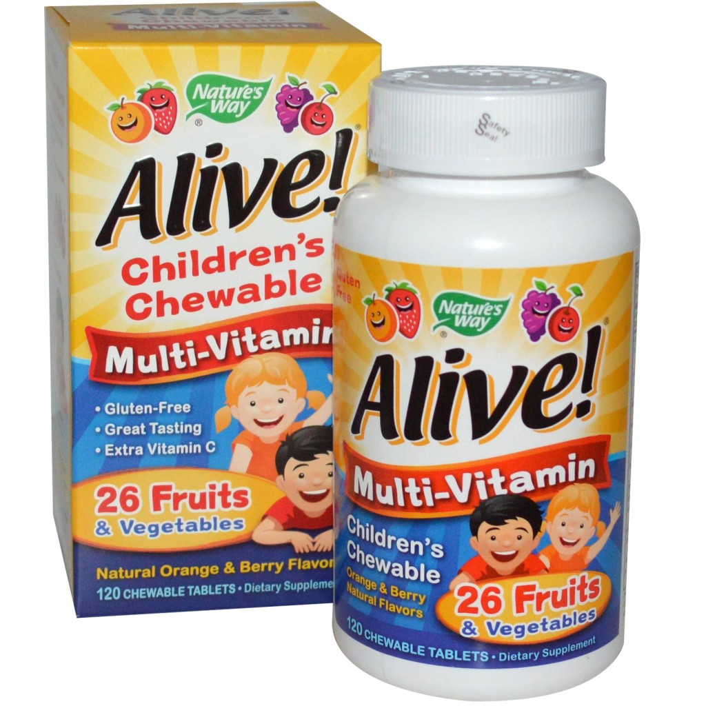 Natures Way, Alive Childrens Chewable Multi-Vitamin, Orange Berry 120 Chewable Tablets