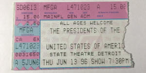 1996 State Theatre Detroit Presidents of the USA 