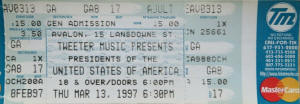 1996 Presidents Avalon Ticket