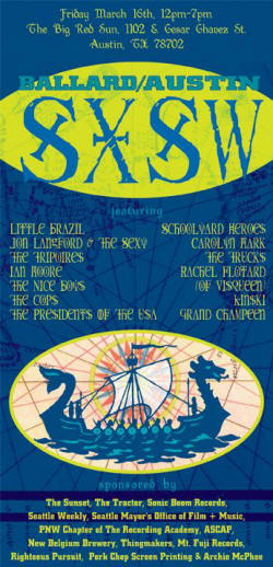 2007 Tour Poster - PUSA / Presidents at SXSW Ballard / Austin concert