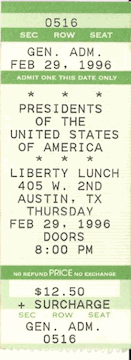 Poster / Ticket - 96 - Presidents Of The USA / PUSA